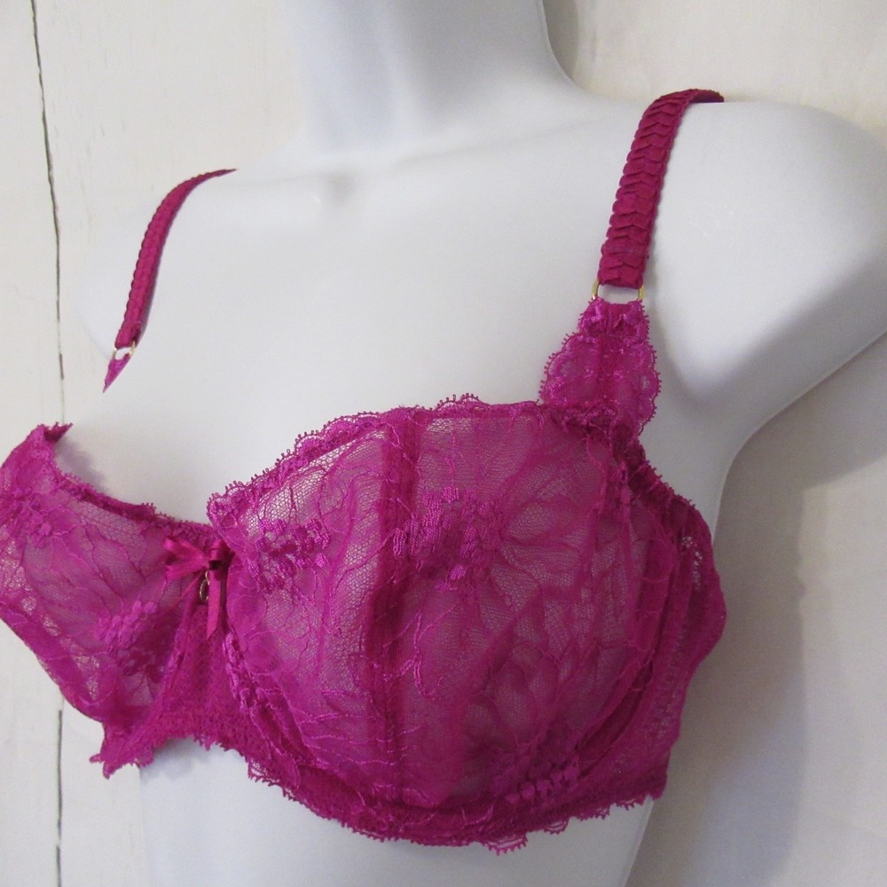 Chantelle Bra 36D Pink Lace Sheer Opera Demi Underwire Back Closure 1275 - Picture 4 of 7